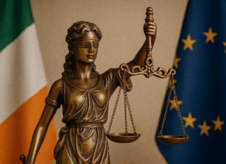Bereaved Partner’s Pension: Ireland to Include Cohabiting Partners Bereaved Partner's Pension Statue of Lady Justice with Irish flag, symbolising new legislation for the Bereaved Partner’s Pension.