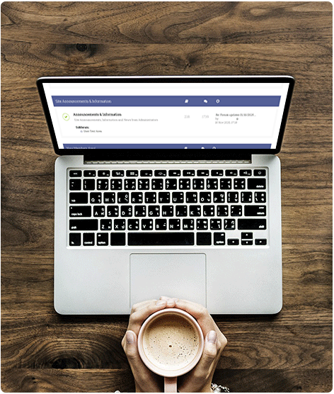 Desktop computer coffee break Desktop computer coffee break